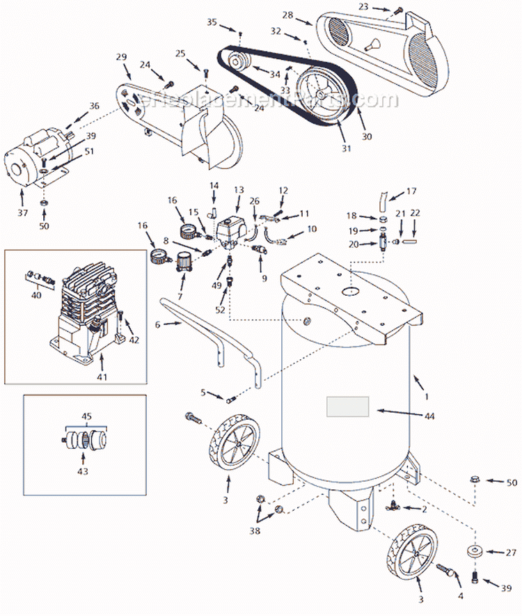 Page A Diagram and Parts List for 2005 Campbell Hausfeld Compressor
